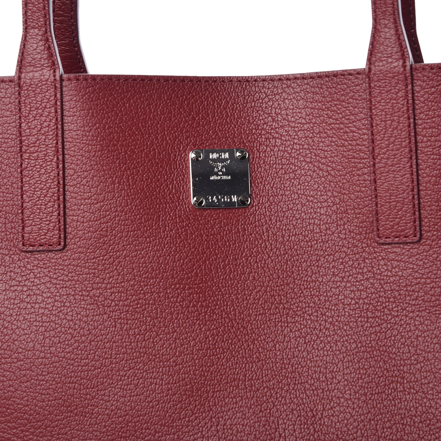 MCM Grained Calfskin Medium Reversible Wandel Tote Ruby Tan 10 of 15