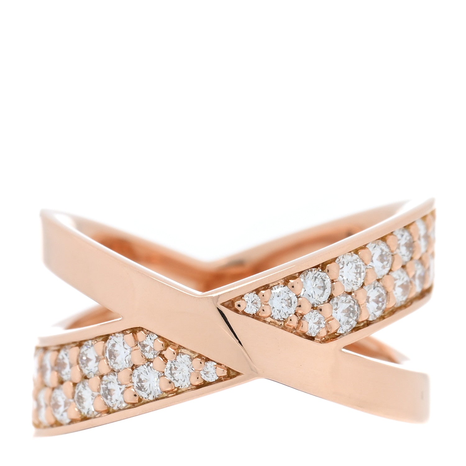 Tiffany 18K Rose Gold Diamond Atlas X Wide Ring 54 7 50 5.25 1 of 5
