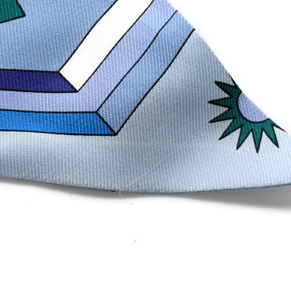 Hermes Silk La Source de Pegase Twilly Ciel Bleu Royal White 7 of 8