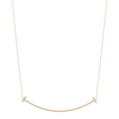 Tiffany 18K Rose Gold Large T Smile Pendant Necklace 1 of 4