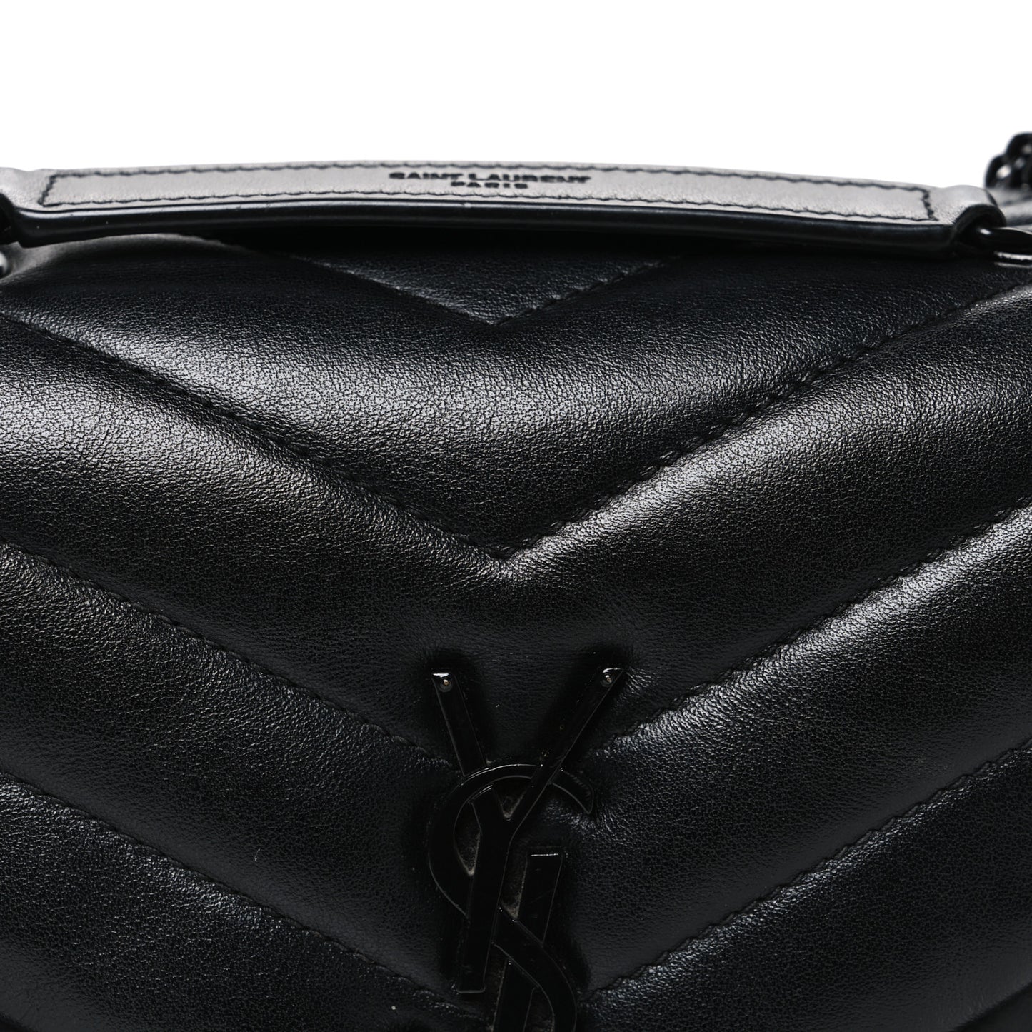 Calfskin Y Quilted Monogram Monochrome Small Loulou Chain Satchel Black