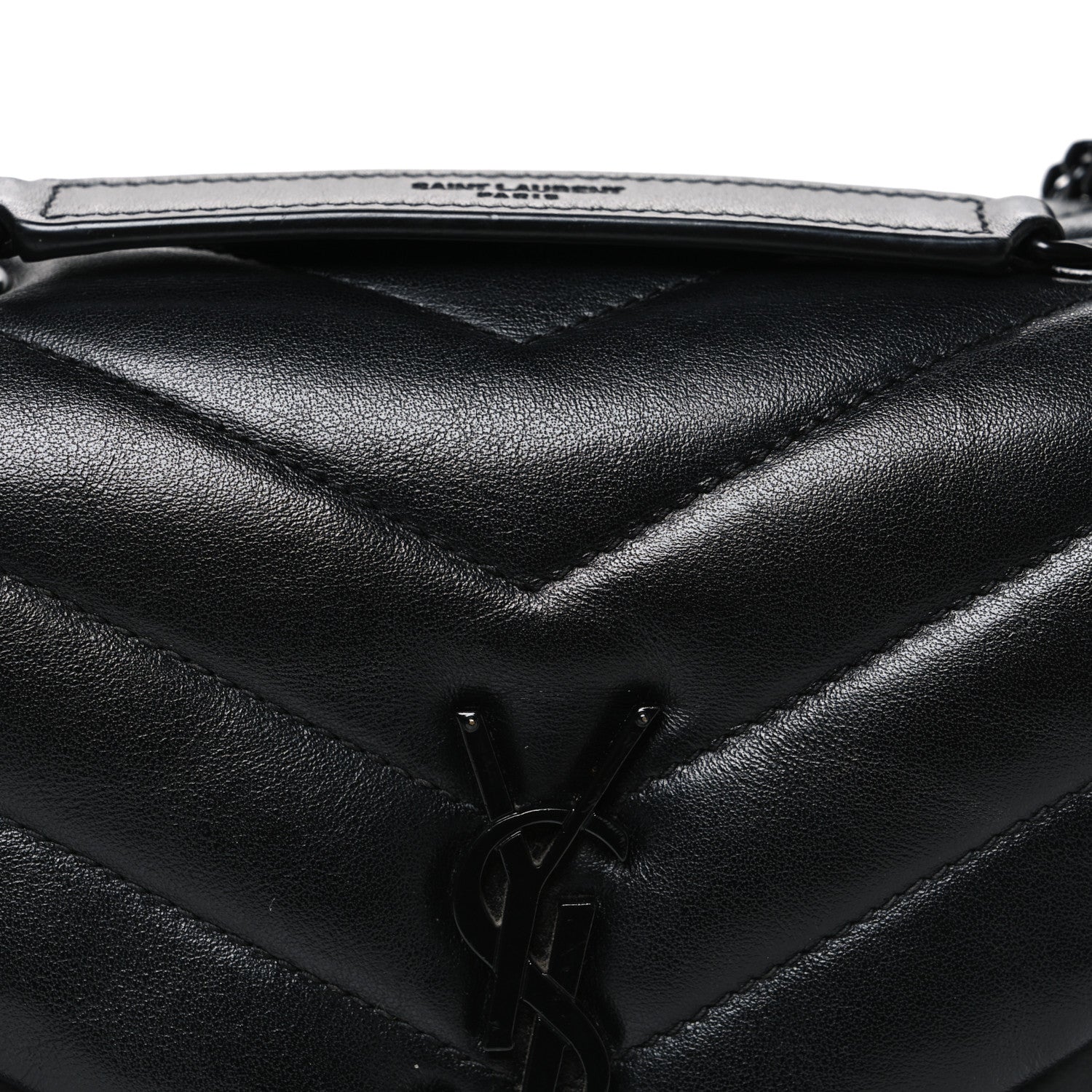 Saint Laurent Calfskin Y Quilted Monogram Monochrome Small Loulou Chain Satchel Black 8 of 10