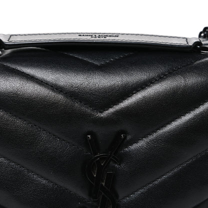Saint Laurent Calfskin Y Quilted Monogram Monochrome Small Loulou Chain Satchel Black 8 of 10
