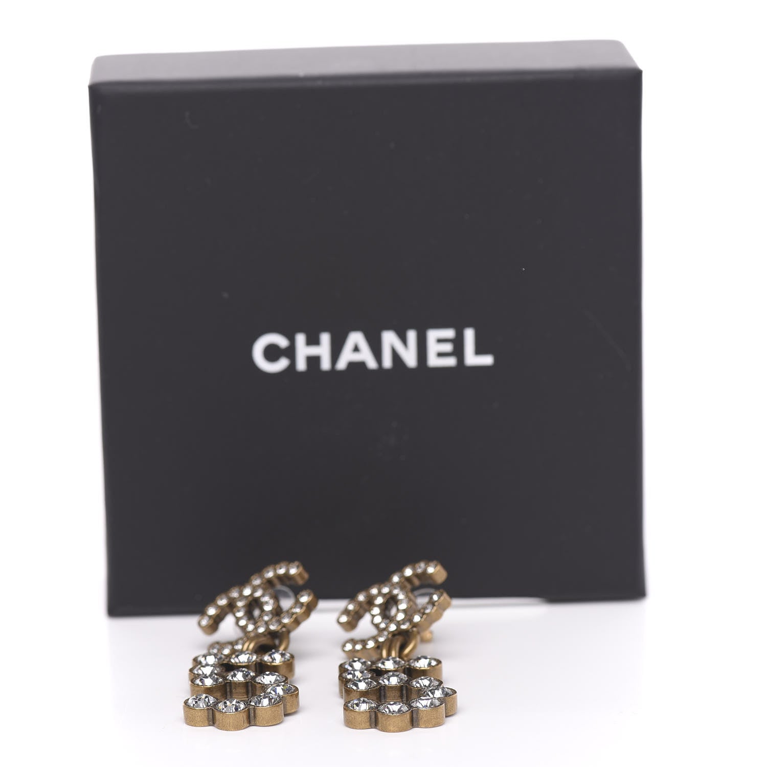 Chanel Metal Crystal City of Lights No 5 Drop Earrings Gold 5 of 5
