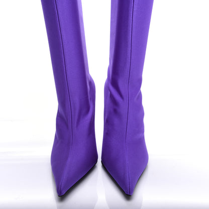 Balenciaga Spandex Pointed Toe Knife Thigh High Boots 35 Violet 5 of 11