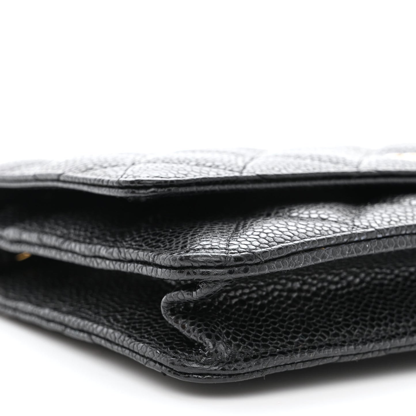 Caviar Quilted Wallet on Chain WOC Black