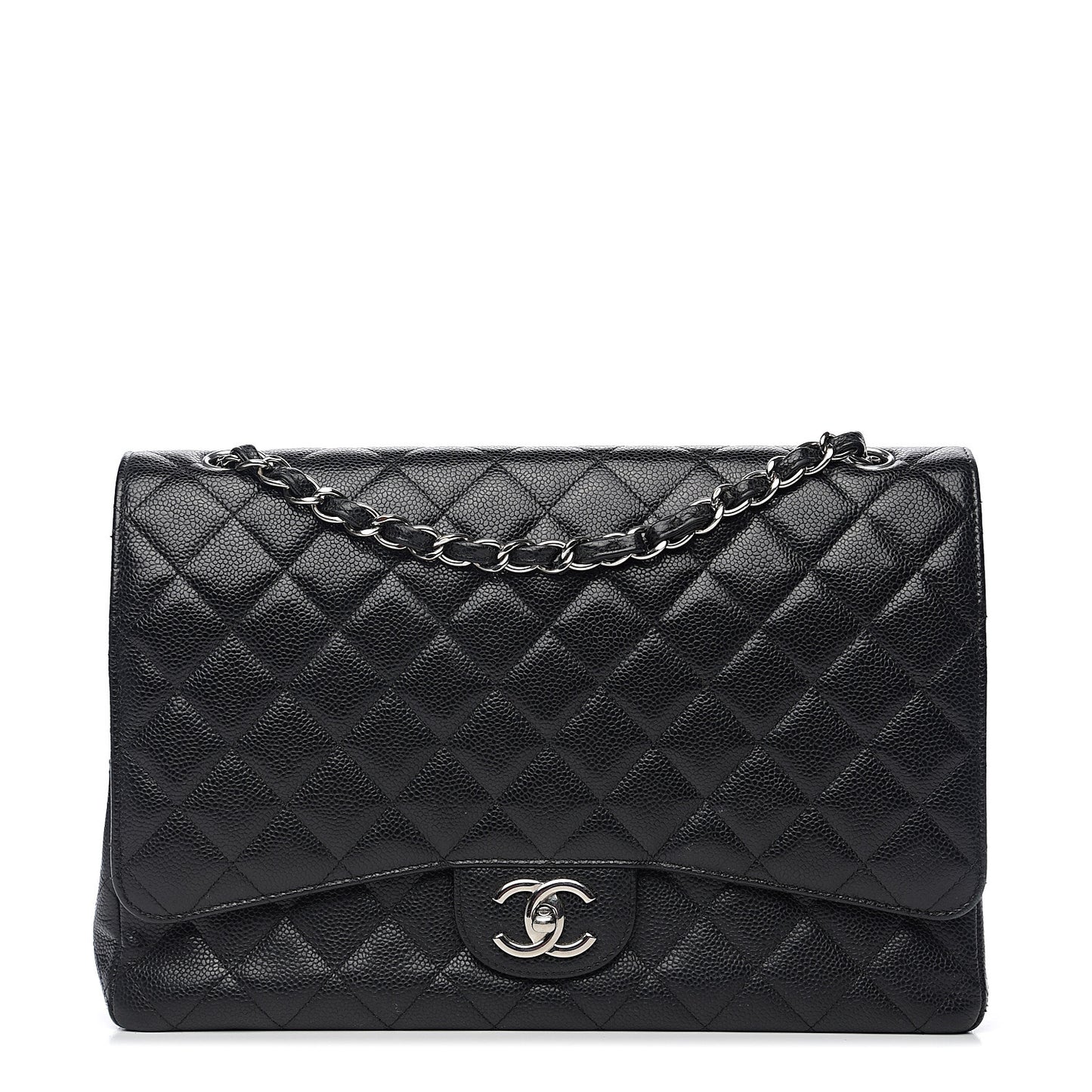 Caviar Quilted Maxi Double Flap Black