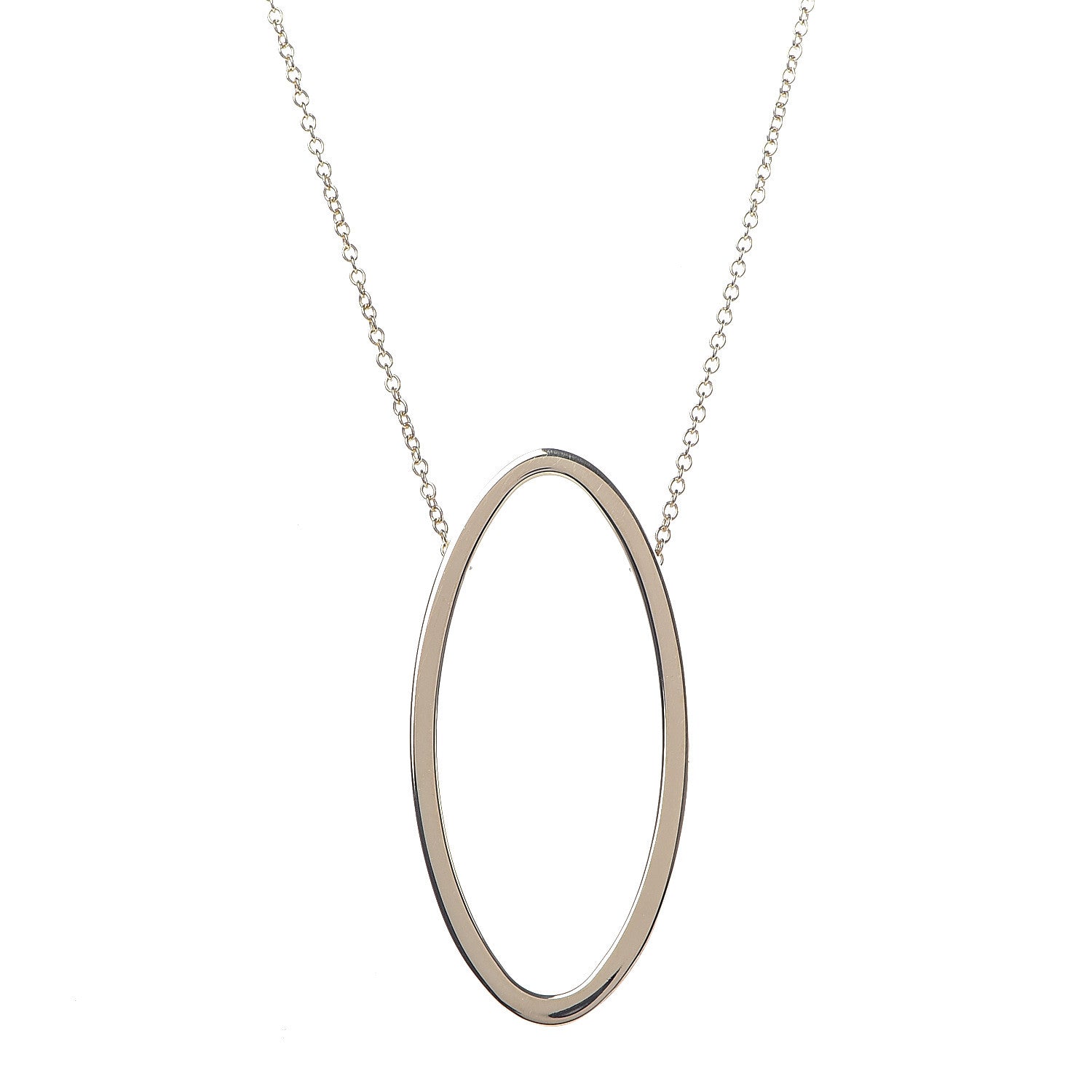 Tiffany 18K Yellow Gold Metro Oval Pendant Necklace 4 of 7