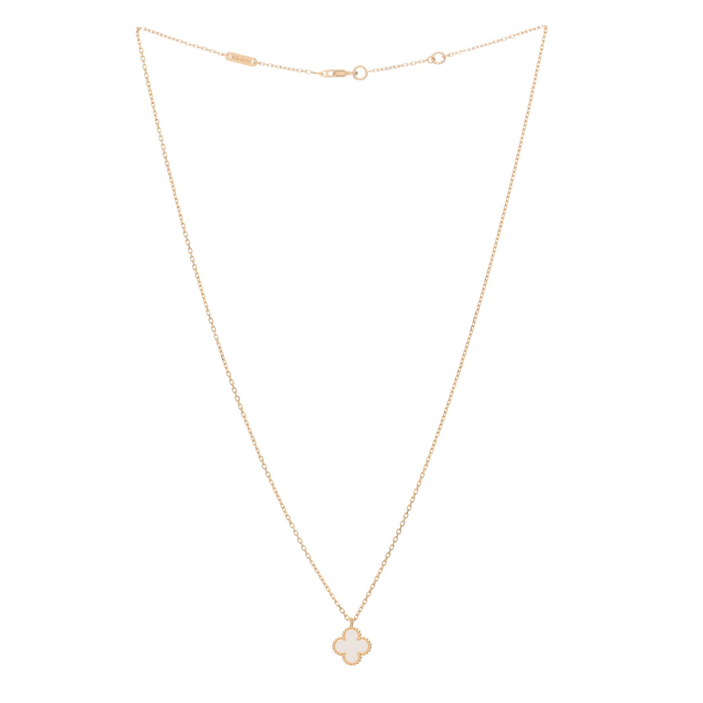 18K Yellow Gold Mother of Pearl Sweet Alhambra Pendant Necklace