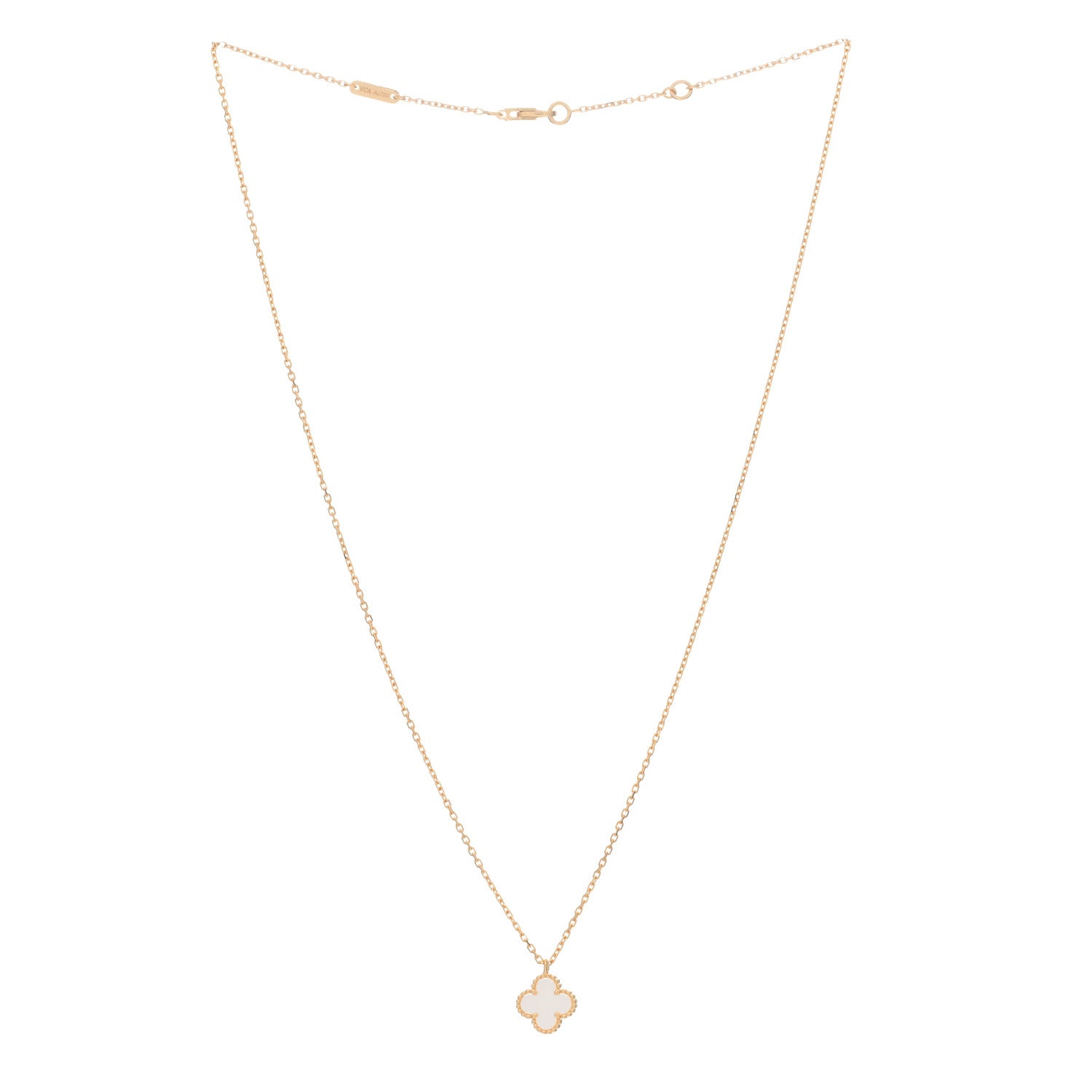 Van Cleef & Arpels 18K Yellow Gold Mother of Pearl Sweet Alhambra Pendant Necklace 2 of 3
