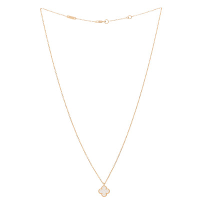 Van Cleef & Arpels 18K Yellow Gold Mother of Pearl Sweet Alhambra Pendant Necklace 2 of 3