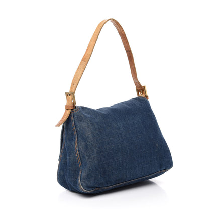 Fendi Denim Lizard Mama Baguette Blue 3 of 10