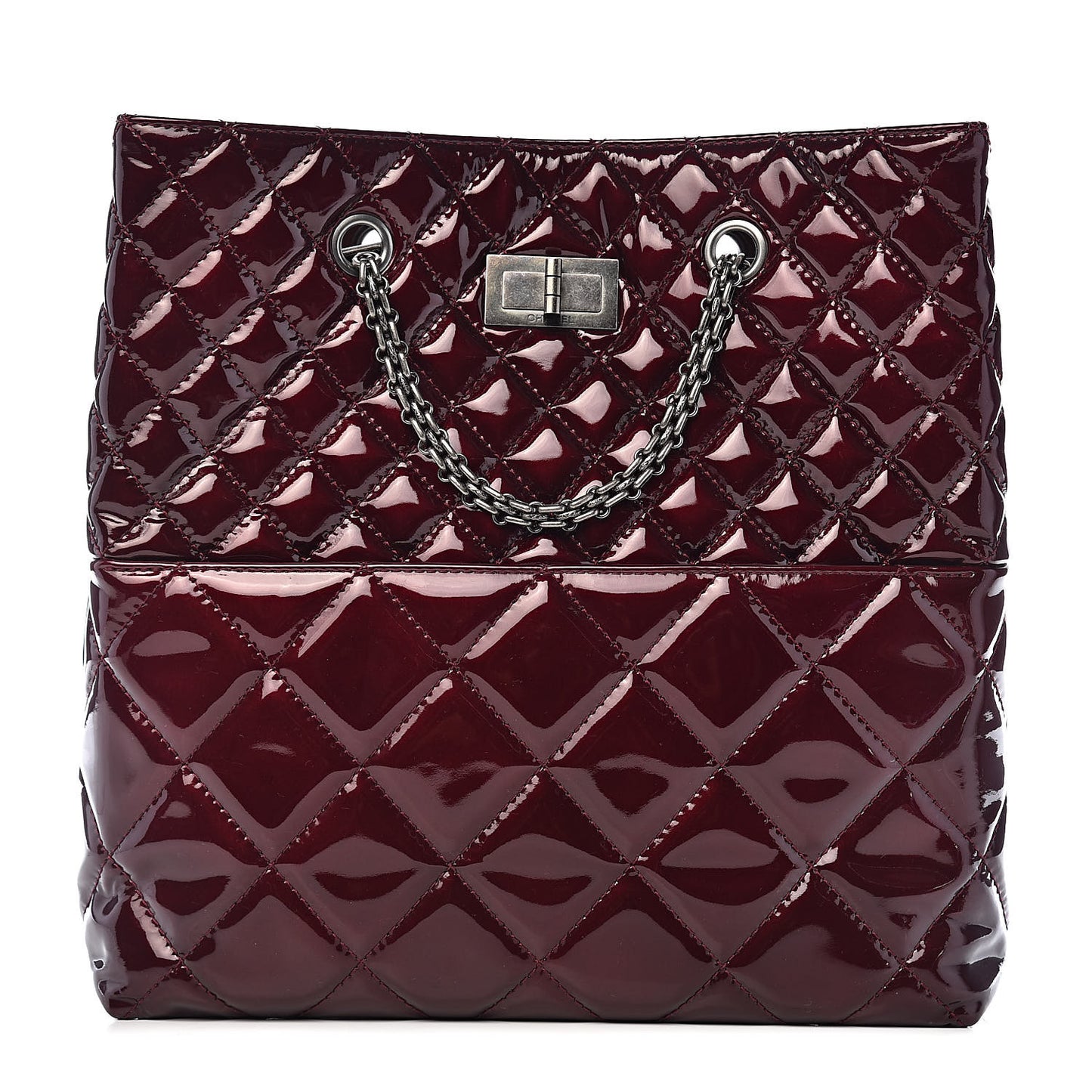 Patent Quilted Reissue 2.55 Tote Burgundy