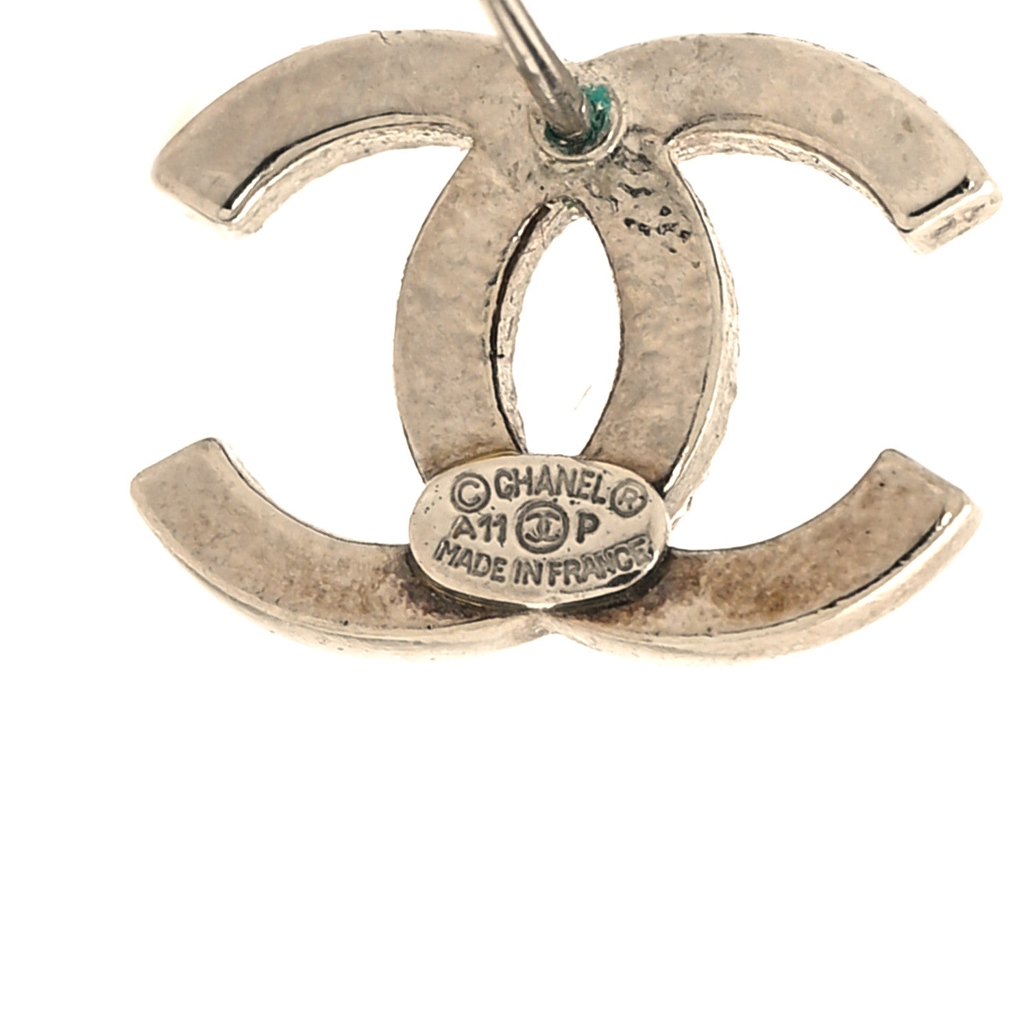 Chanel Crystal Mini Timeless CC Earrings Silver 4 of 4