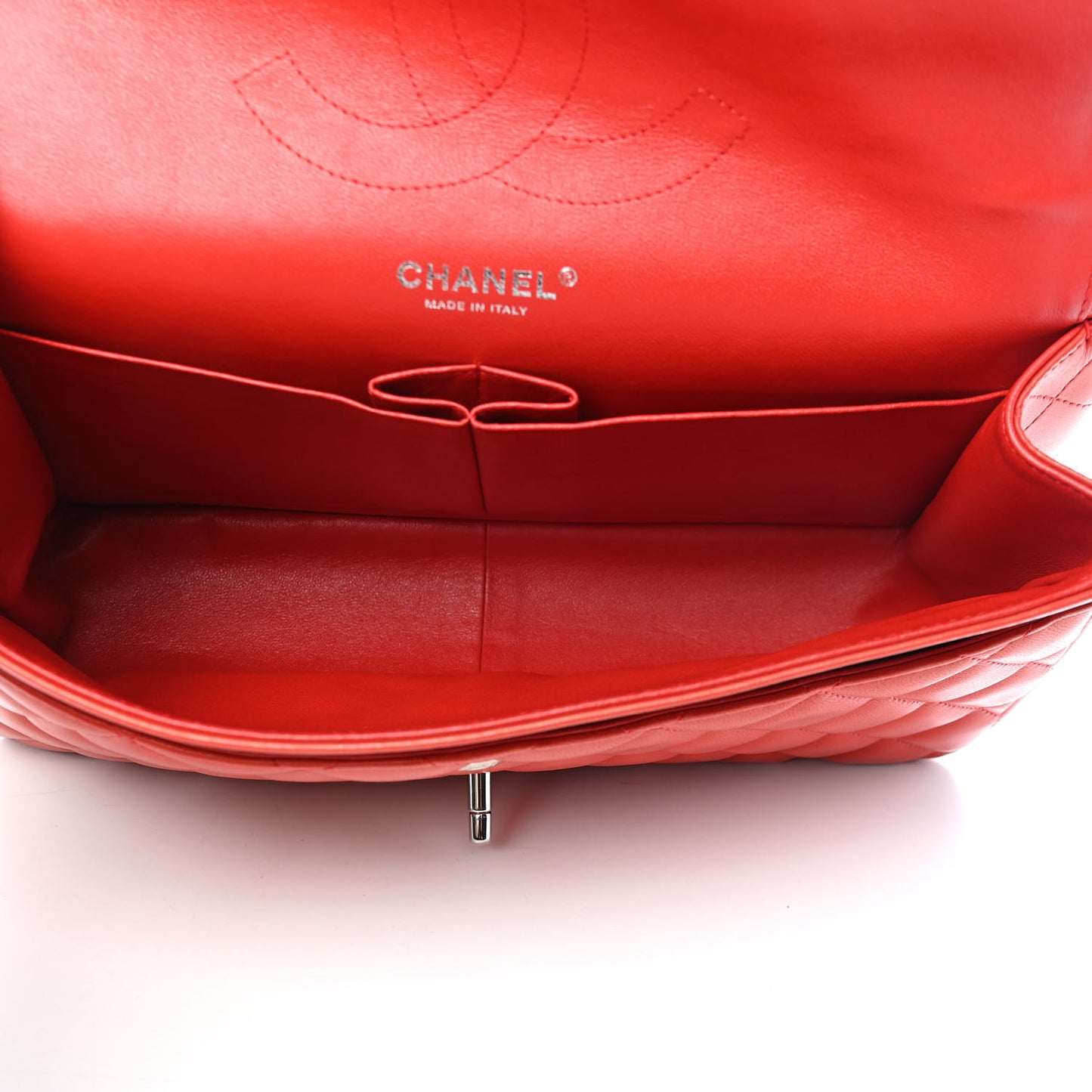 Lambskin Quilted Jumbo Double Flap Red