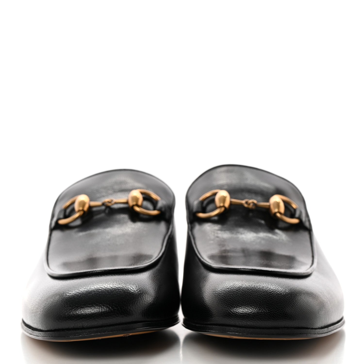 Gucci Goatskin Womens Horsebit Mid-Heel Loafers 38.5 Black 2 of 12