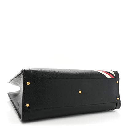 Gucci Textured Dollar Calfskin Stripe Studded Large Diana Tote Bag Black Multicolor 4 of 14
