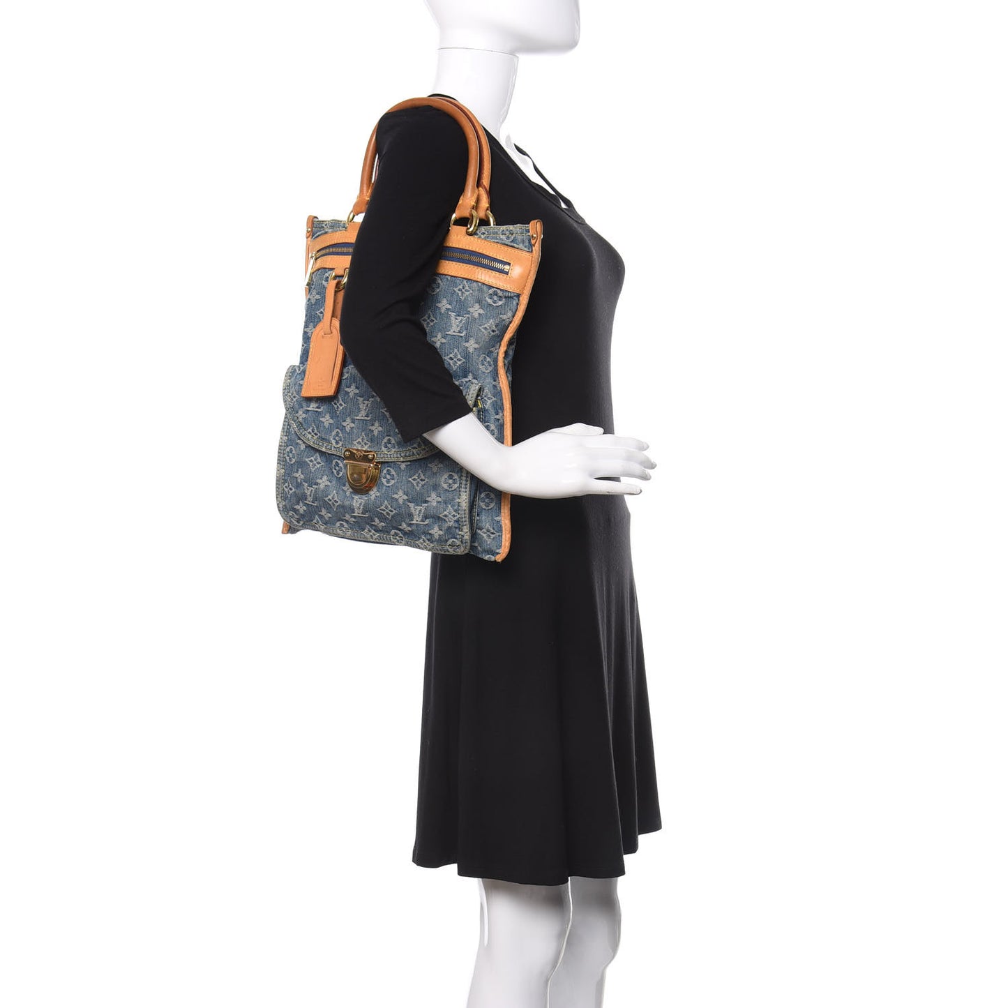 Monogram Denim Sac Plat Blue