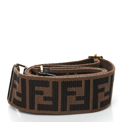 Fendi Jacquard Ribbon Vitello King FF Adjustable Strap You Fango Marrone Black 2 of 4