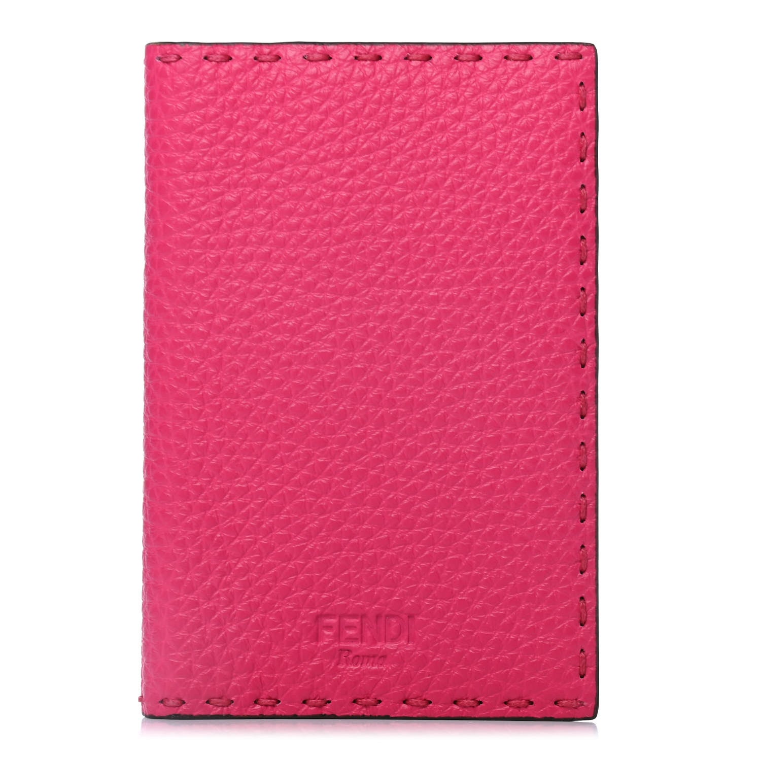 Fendi Cuoio Romano Selleria Bi-Color Passport Cover Fuxia Papavero 1 of 4