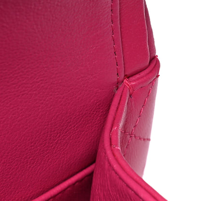 Chanel Lambskin Quilted Medium Double Flap Dark Pink 12 of 13