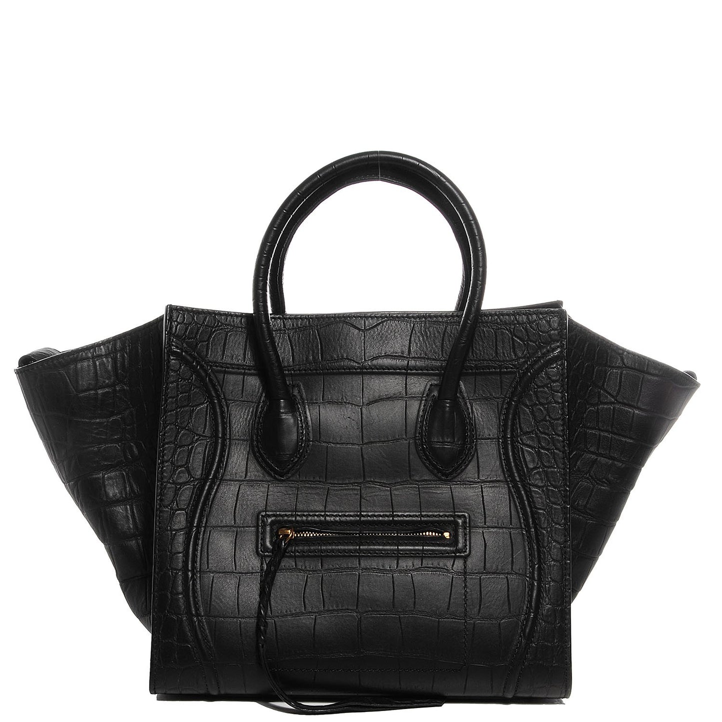 Crocodile Embossed Medium Phantom Luggage Black