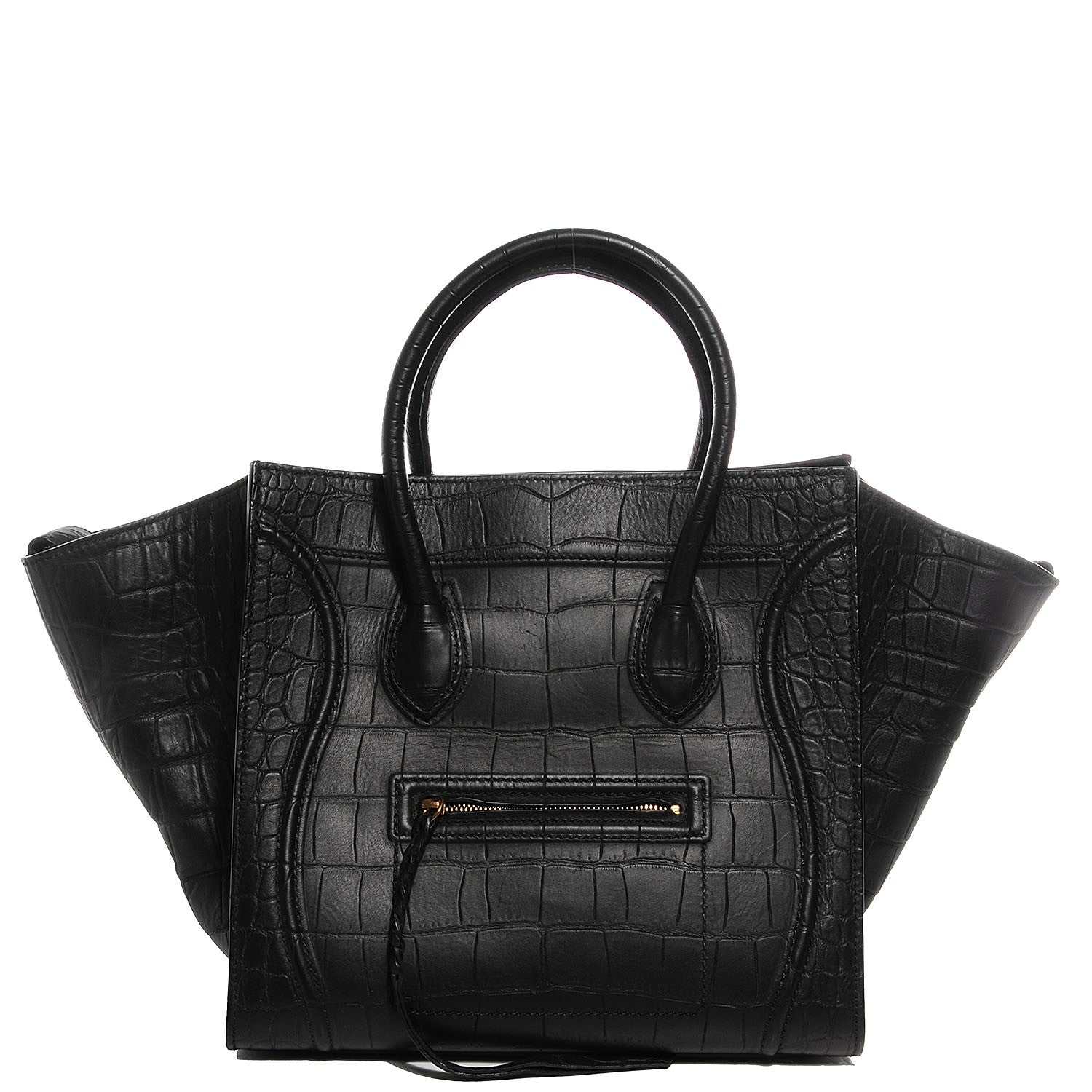Celine Crocodile Embossed Medium Phantom Luggage Black 1 of 7