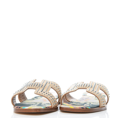 Hermes Suede Goatskin Studded Oran Sandals 36 Nude 3 of 7