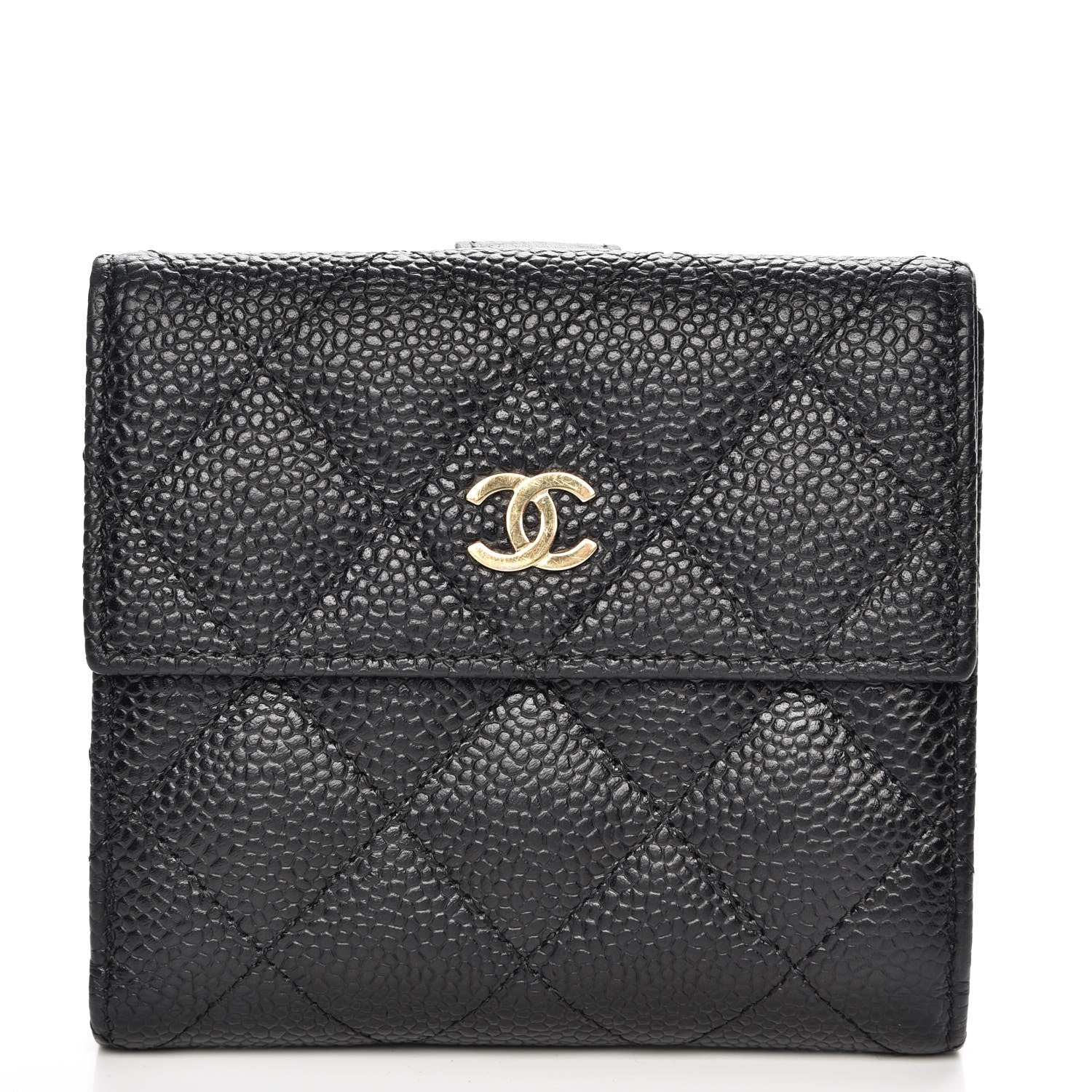 Chanel Caviar Quilted Compact French Flap Wallet Black 1 of 9