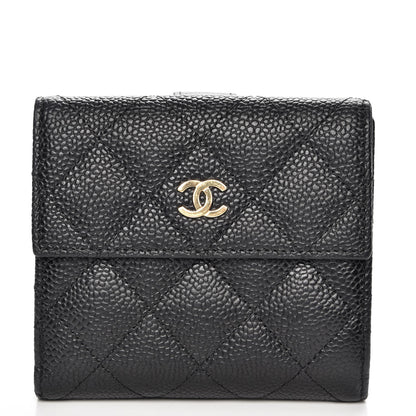 Chanel Caviar Quilted Compact French Flap Wallet Black 1 of 9