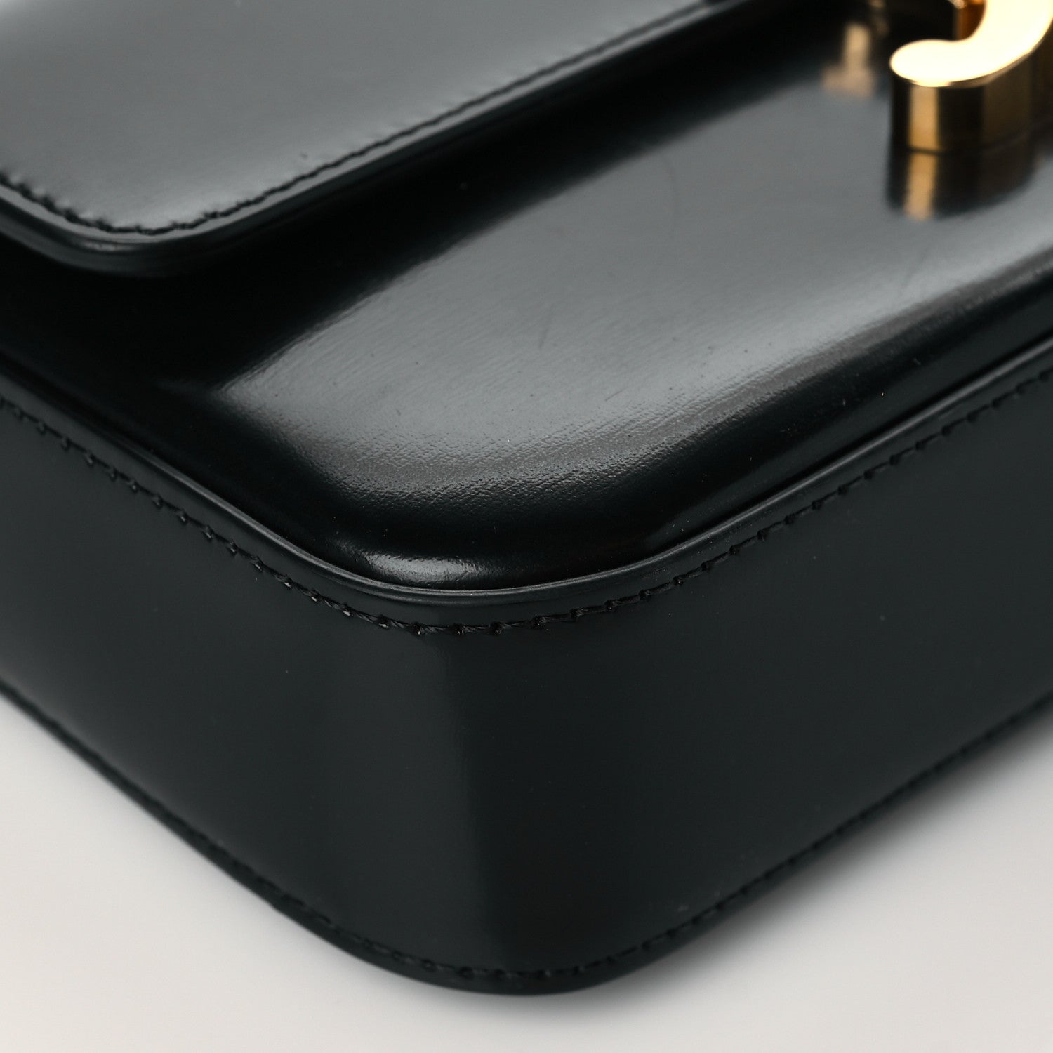 Celine Shiny Calfskin Triomphe Chain Shoulder Bag Black 7 of 8