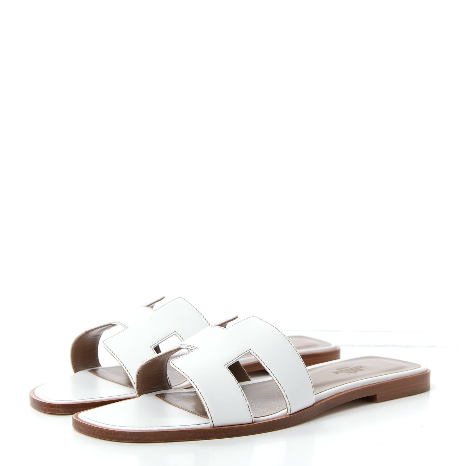 Hermes Box Calfskin Oran Sandals 39 White 3 of 11