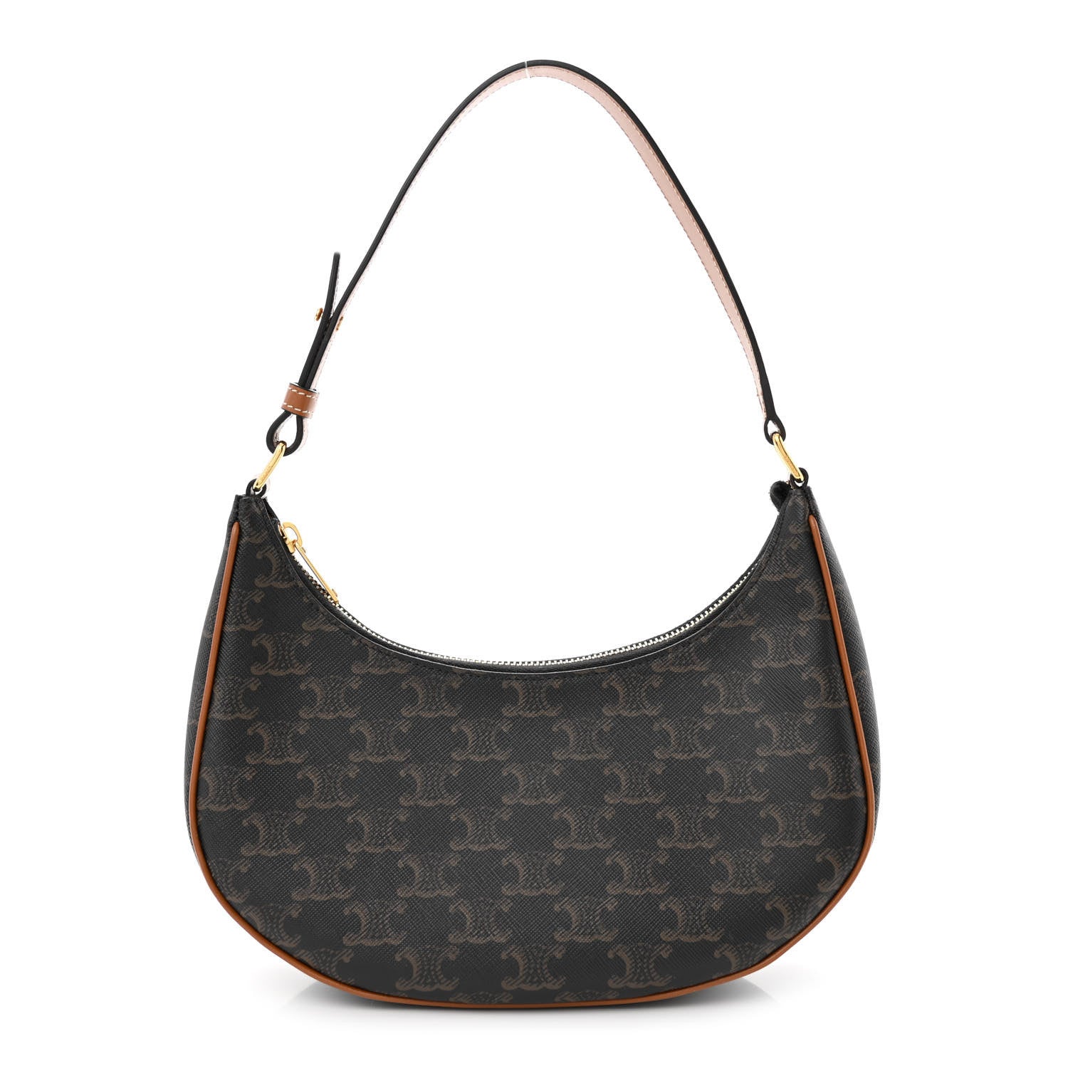 Celine Triomphe Canvas Calfskin Ava Shoulder Bag Tan 1 of 13