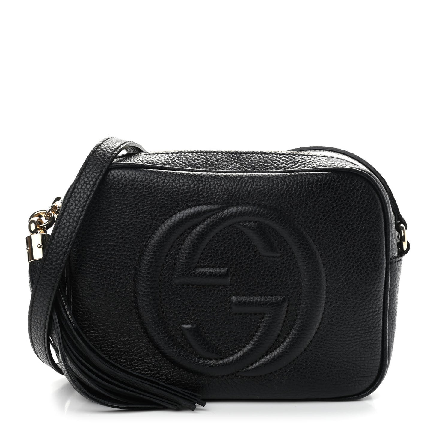 Pebbled Calfskin Small Soho Disco Bag Black