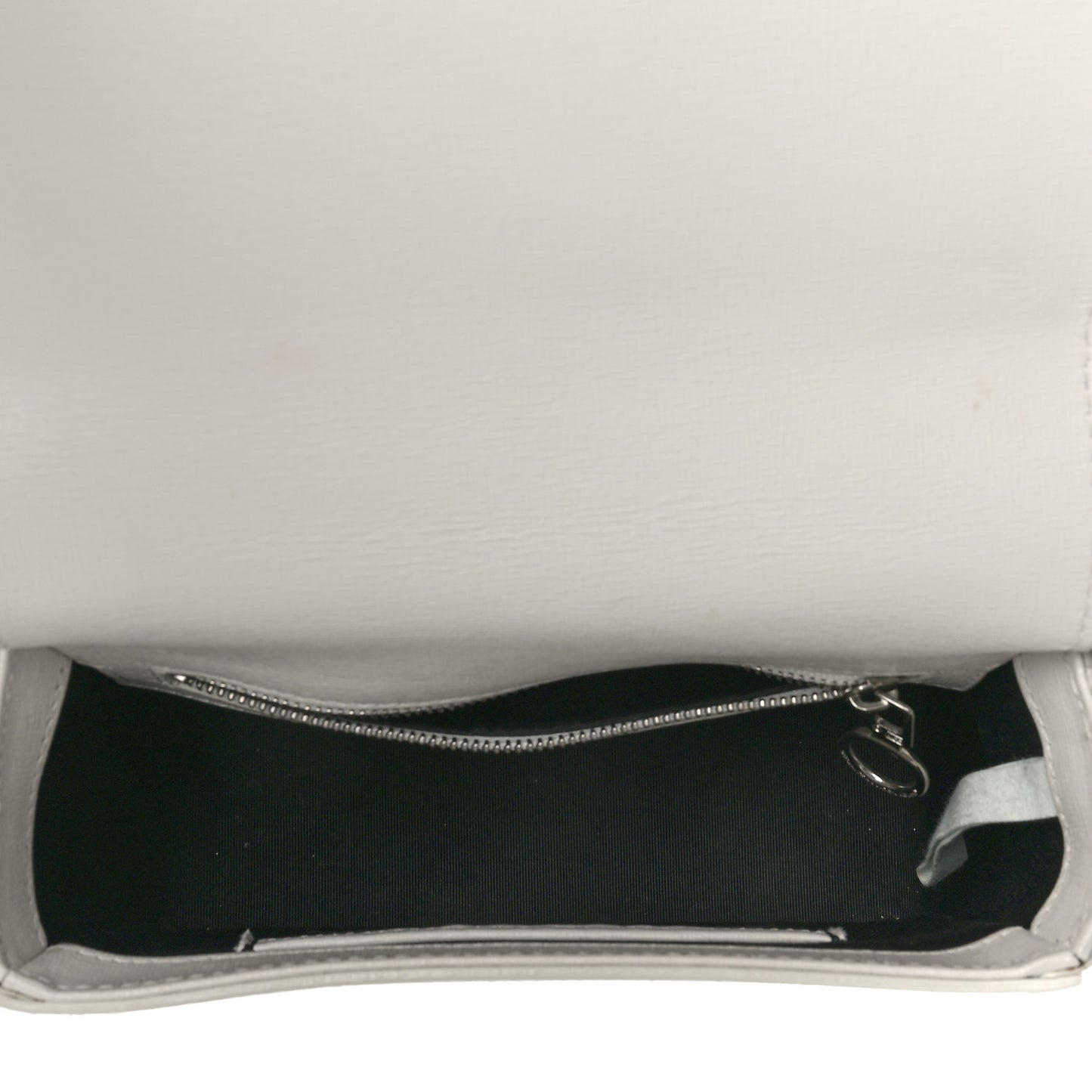 Saffiano Striped Mini Diag Binder Clip Bag White Black