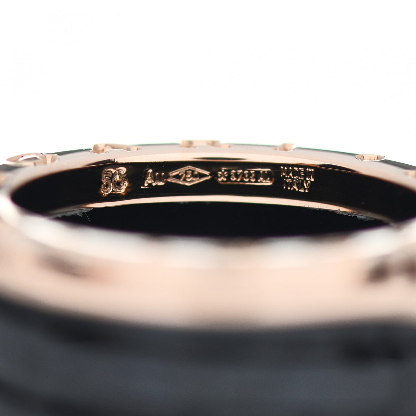 18K Rose Gold Black Ceramic B.Zero1 Four-Band Ring 50 5.5