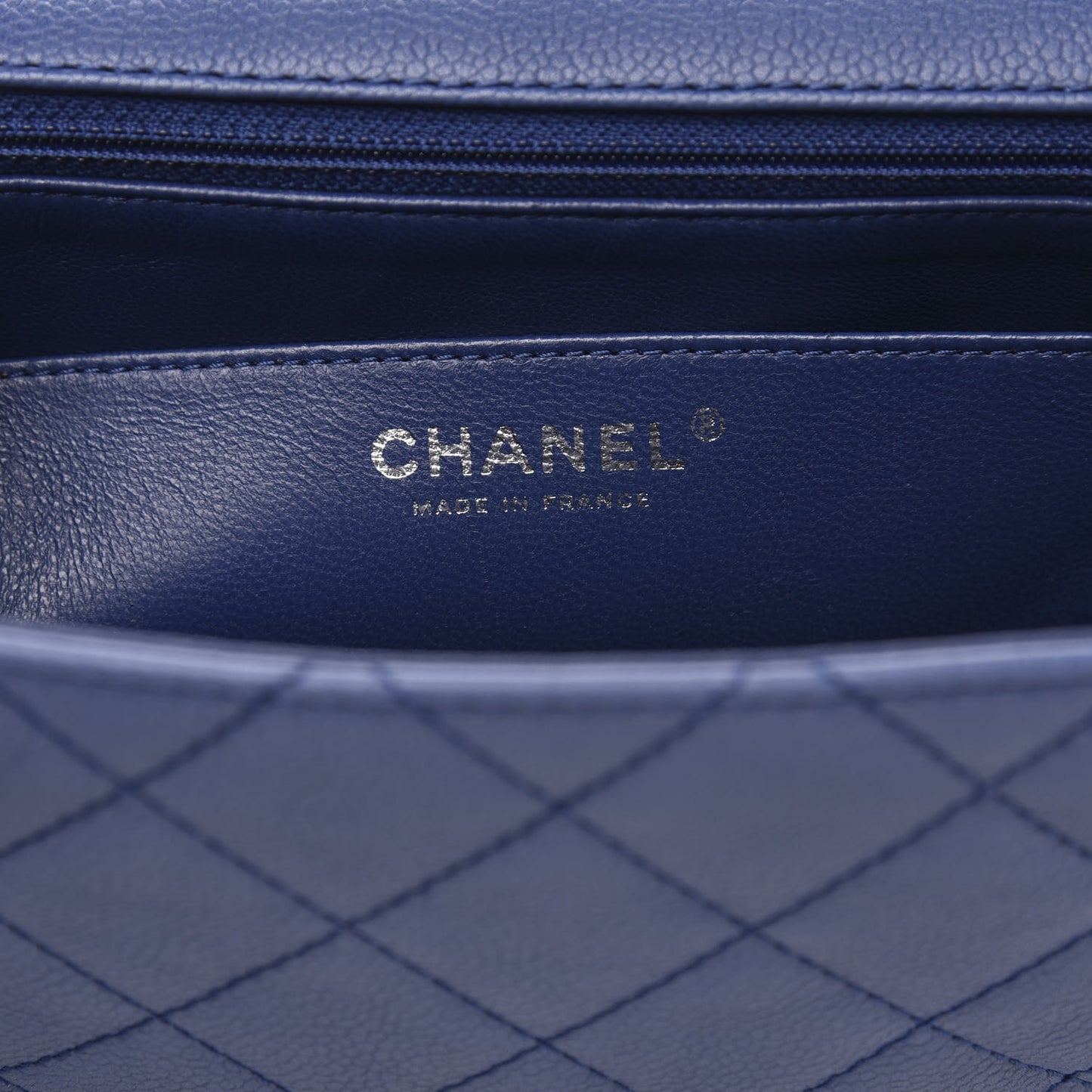 Washed Caviar Jumbo Single Flap Blue