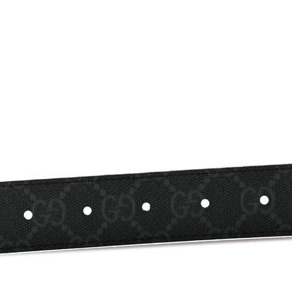 Gucci GG Supreme Monogram Plutone Calfskin Palladium Double G Reversible 30mm Belt 70 28 Black 5 of 5