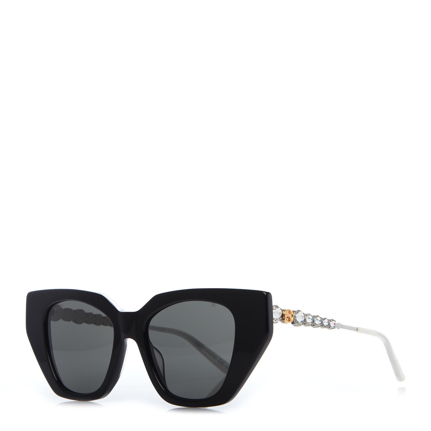 Gucci Acetate Crystal Embellished Cat Eye Sunglasses GG0641S Black 1 of 8