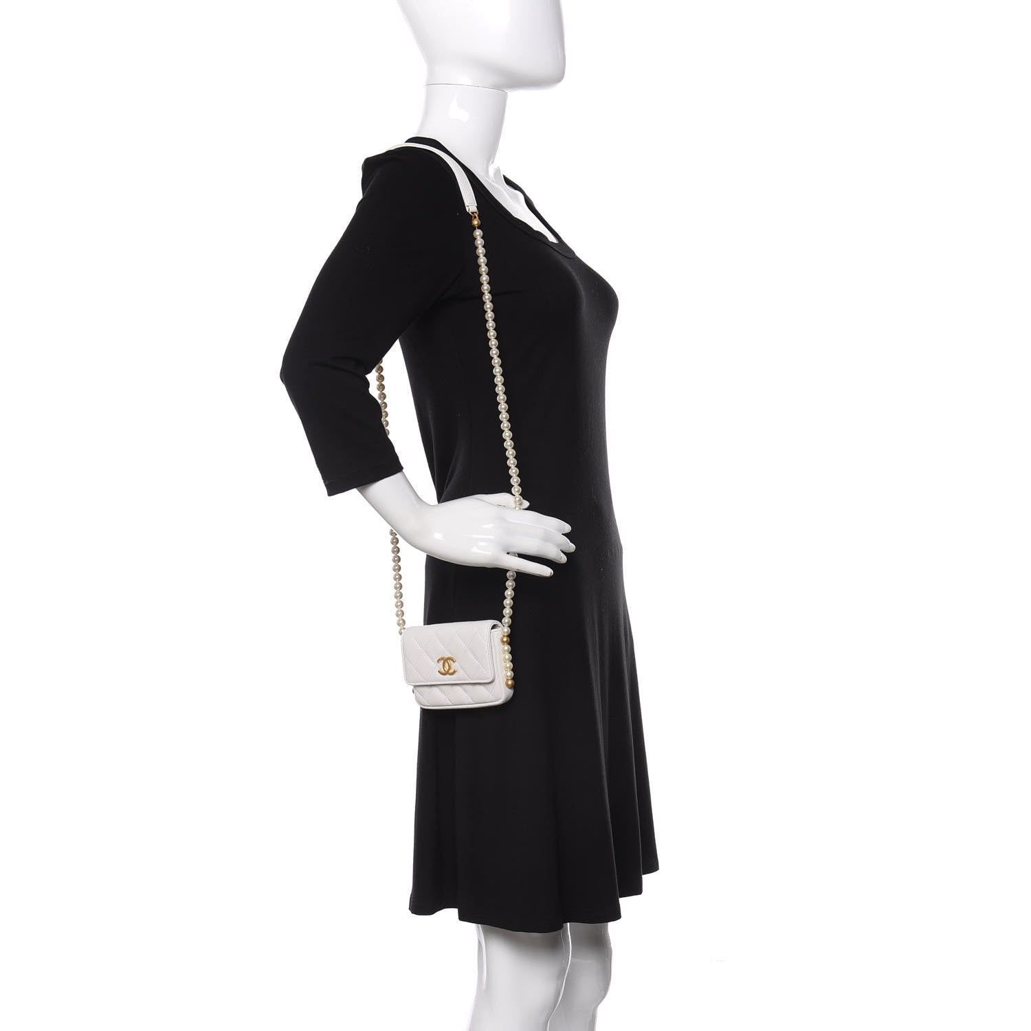 Chanel Calfskin Quilted About Pearls Card Holder Flap With Chain White 2 of 11