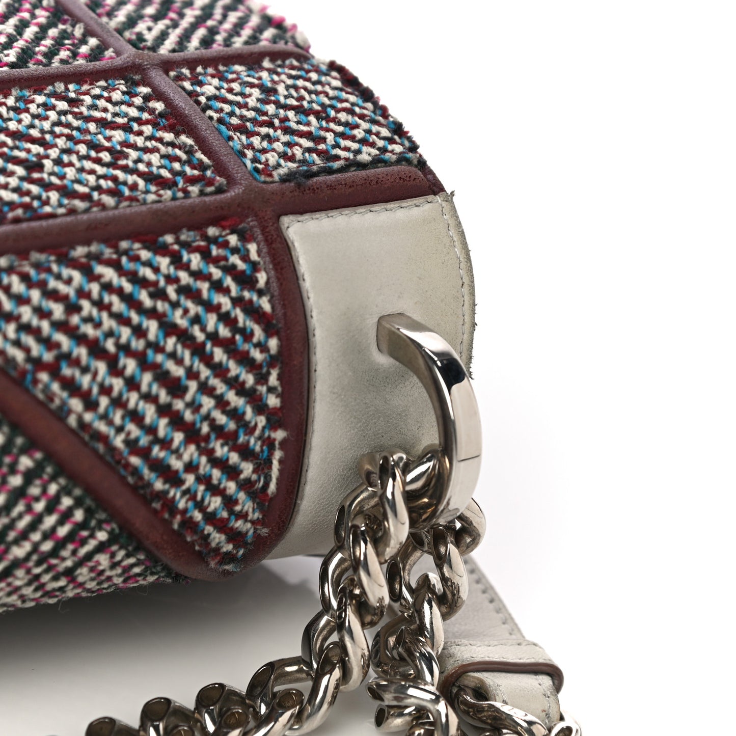 Tweed Calfskin Medium Diorama Flap Bag Burgundy Multicolor
