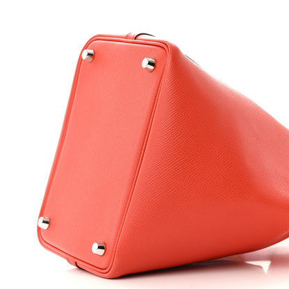 Hermes Epsom Tressage De Cuir Picotin Lock 18 PM Capucine Celeste Rouge H 10 of 16