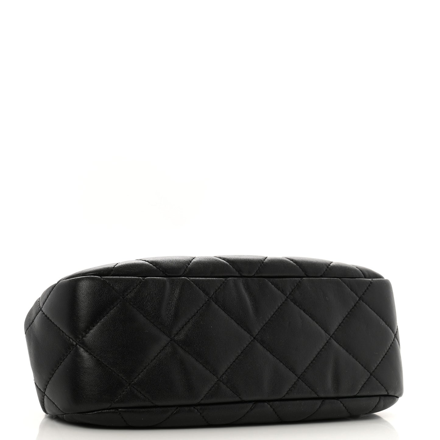 Lambskin Quilted CC Kisslock Clutch Black
