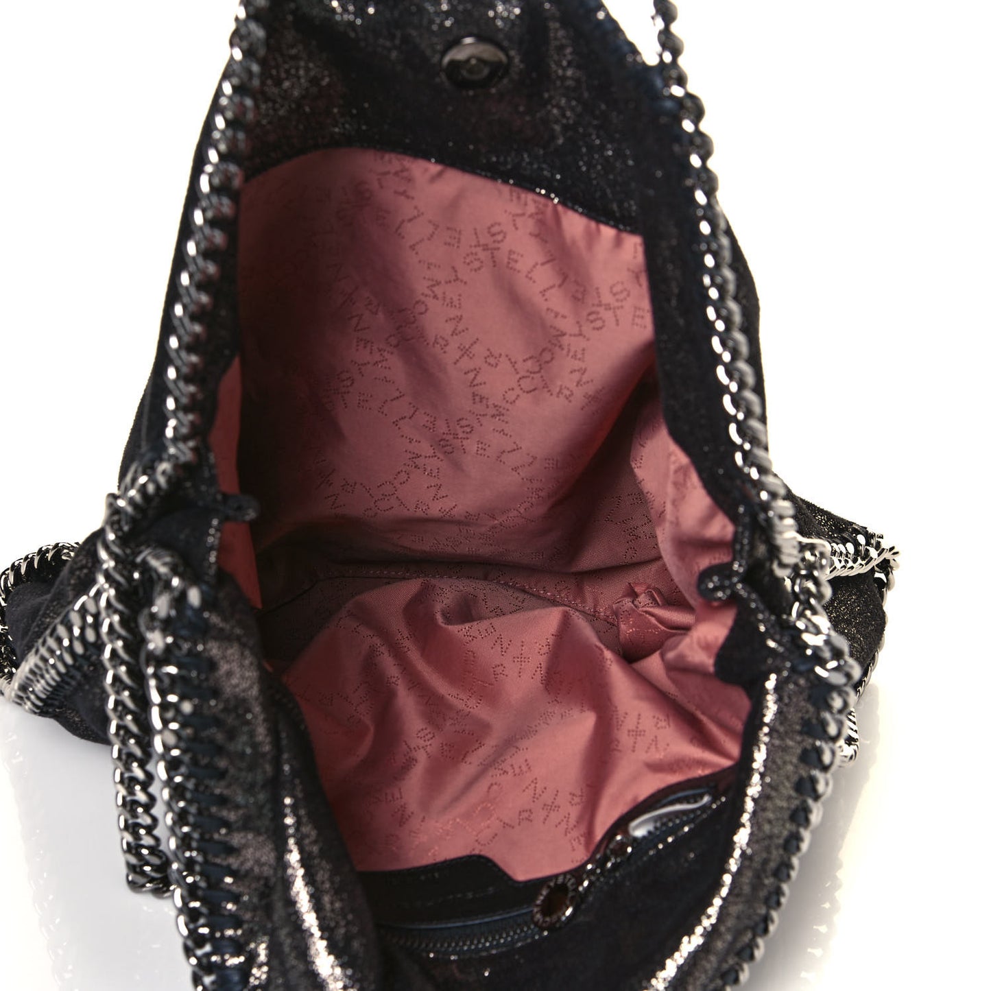 Metallic Shaggy Deer Falabella Fold Over Tote Black