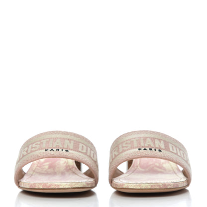 Christian Dior Cotton Toile De Jouy Embroidered Dway 50mm Slide Sandals 39 Light Pink 2 of 10