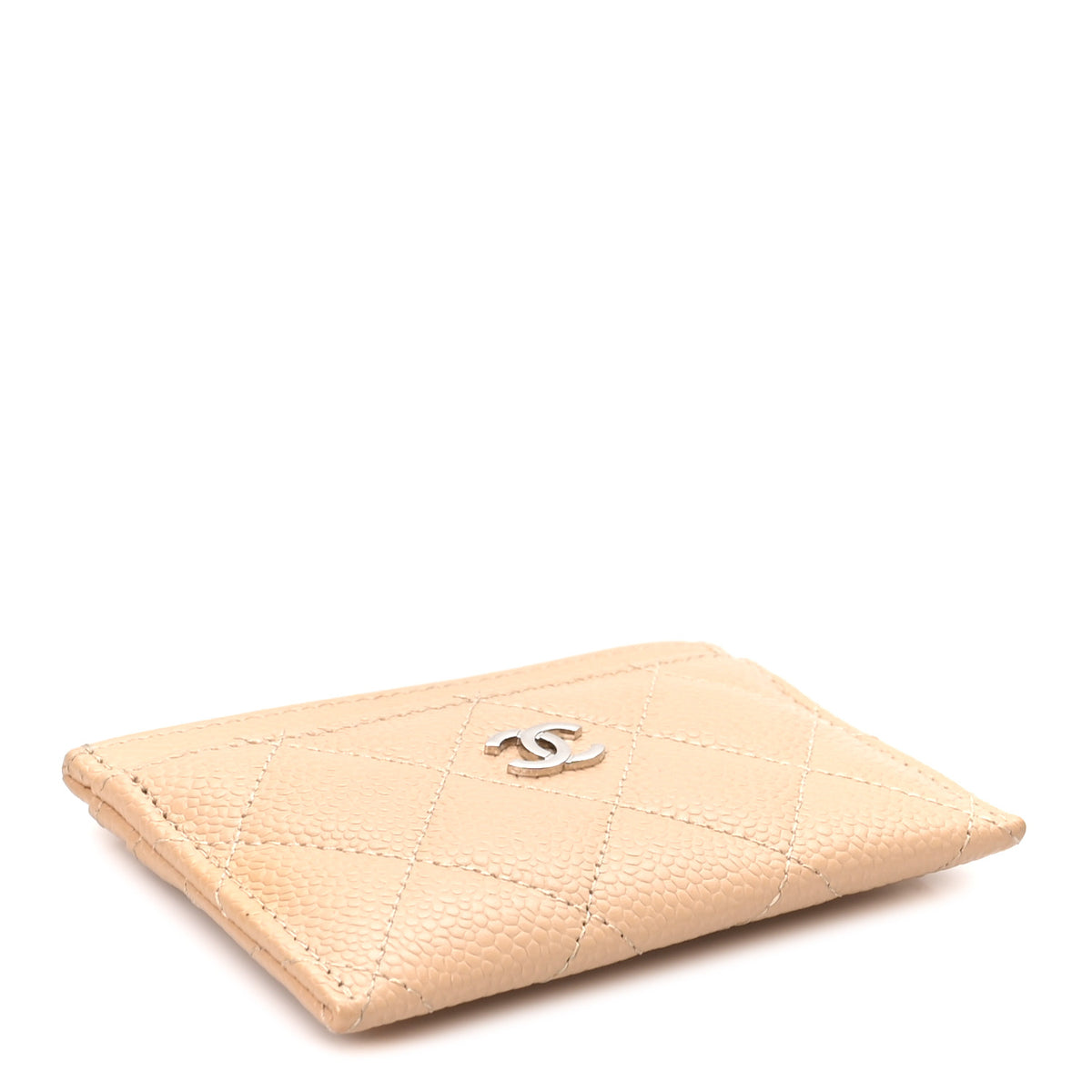 Caviar Quilted Card Holder Beige