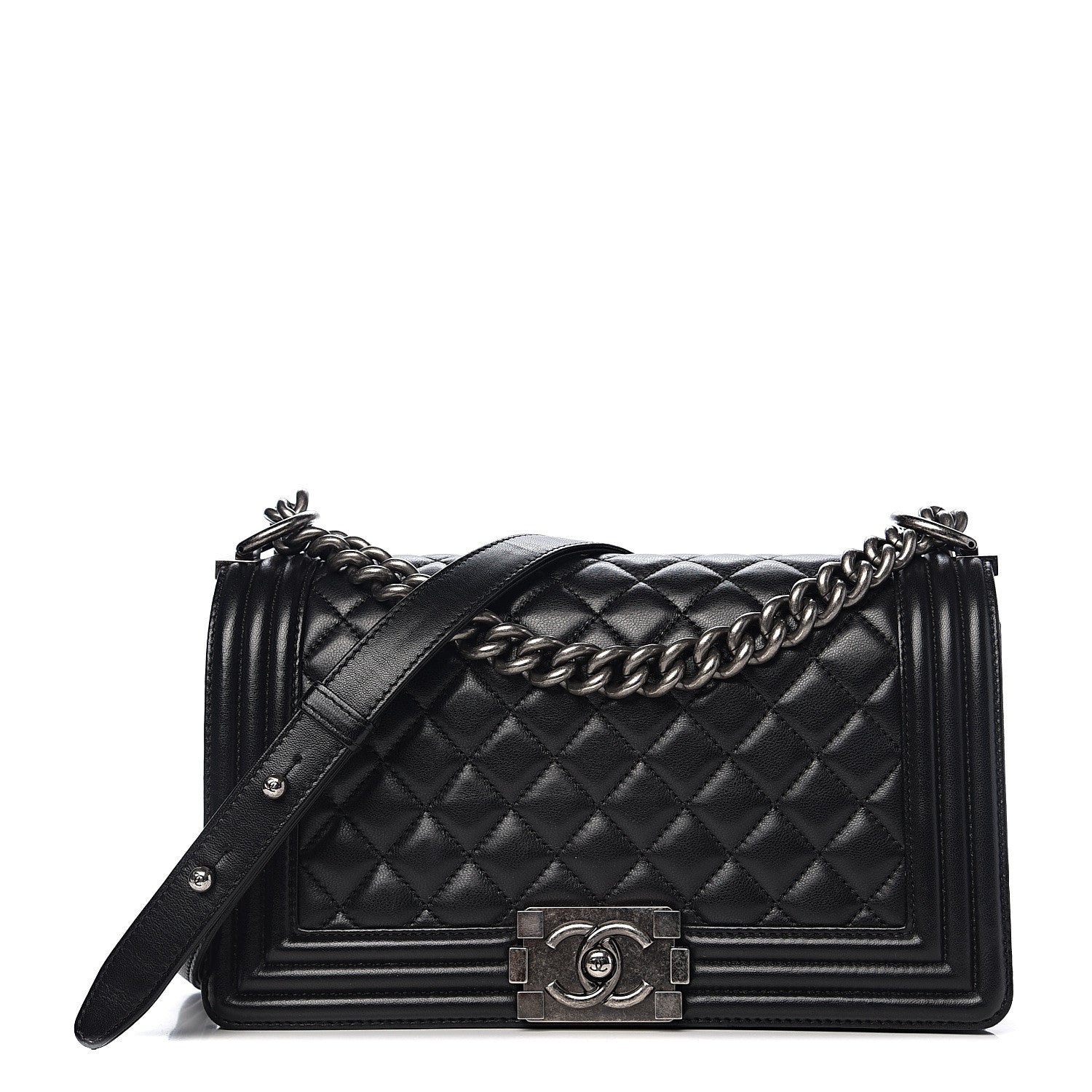 Chanel Lambskin Quilted Medium Boy Flap Black 1 of 12
