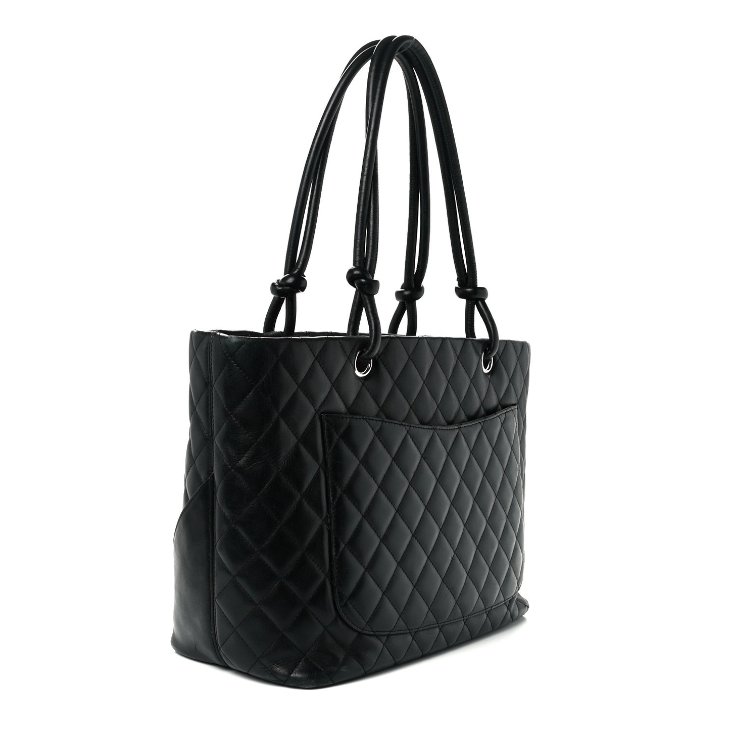 Calfskin Quilted Large Cambon Tote Black