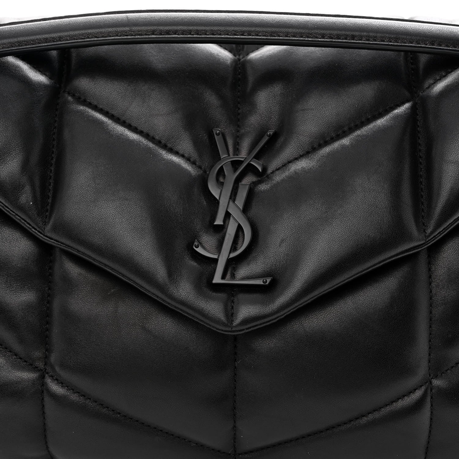 Saint Laurent Lambskin Quilted Monogram Monochrome Medium Loulou Puffer Chain Satchel Black 8 of 10