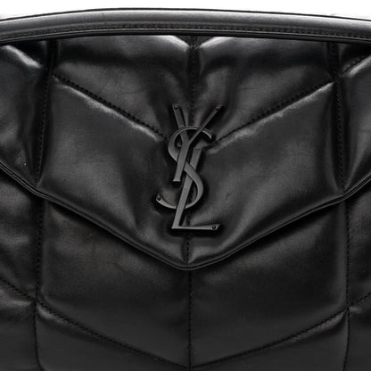 Saint Laurent Lambskin Quilted Monogram Monochrome Medium Loulou Puffer Chain Satchel Black 8 of 10